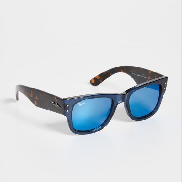 NEW Ray-Ban Mega Wayfarer Unisex Sunglasses in Trans Dark Blue/Grey Mir Blue main image 6